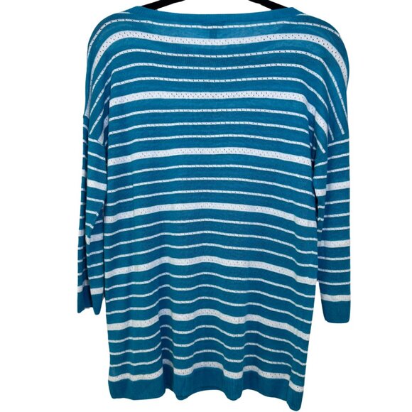 📦🛍️ Talbots Teal and White Striped Sweater - Picture 4 of 5